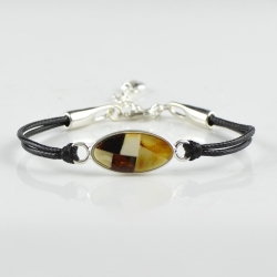 Leather Amber bracelet for men